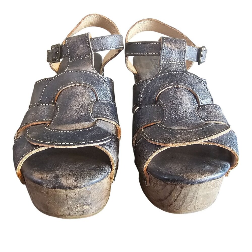 Bed Stu Caitlin F376002 Womens Brown Leather Hook & Loop Heeled Sandals Shoes - Picture 4 of 11